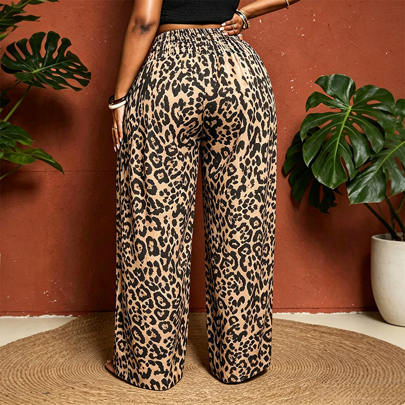 Plus Size Printed Loose Straight Leg Pants