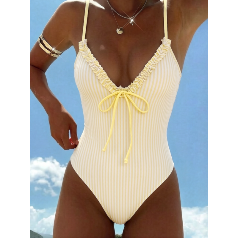 Ruffled Plunge One-Piece Swimsuit