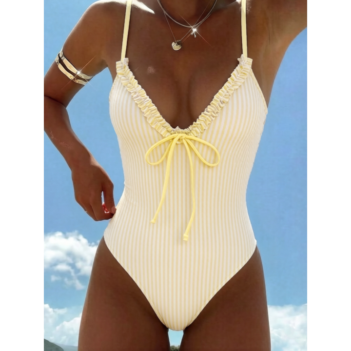 Ruffled Plunge One-Piece Swimsuit