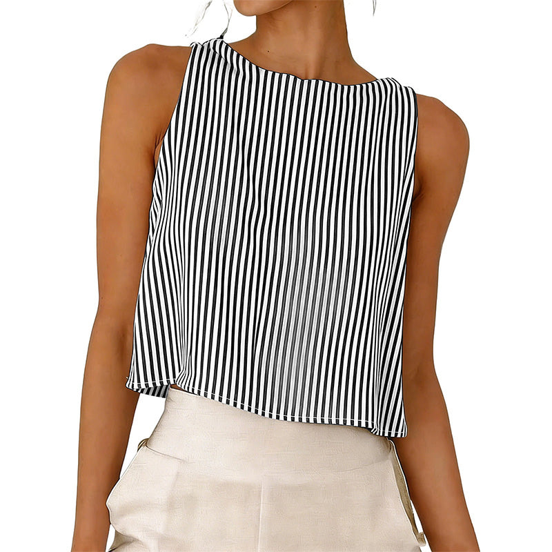 Sleeveless striped vest top