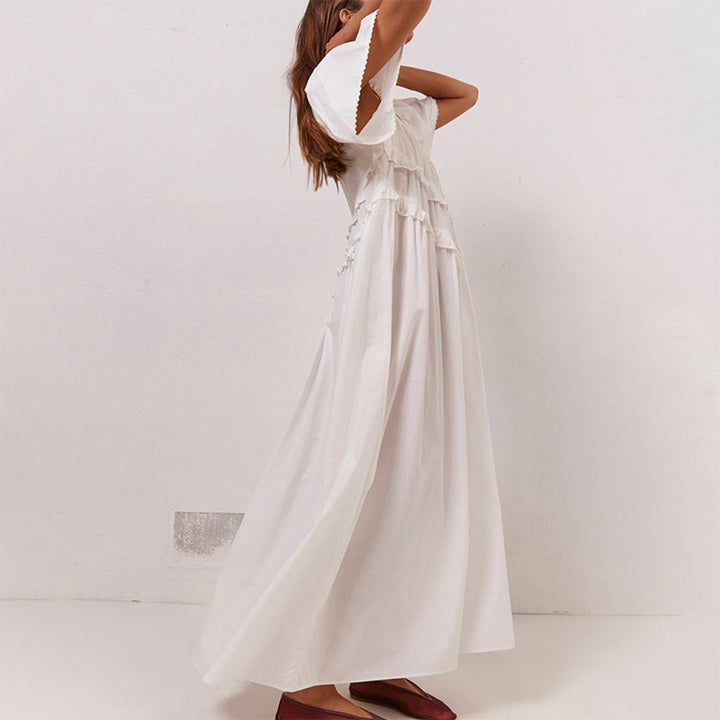 Striped backless maxi dress with a fresh and clean style