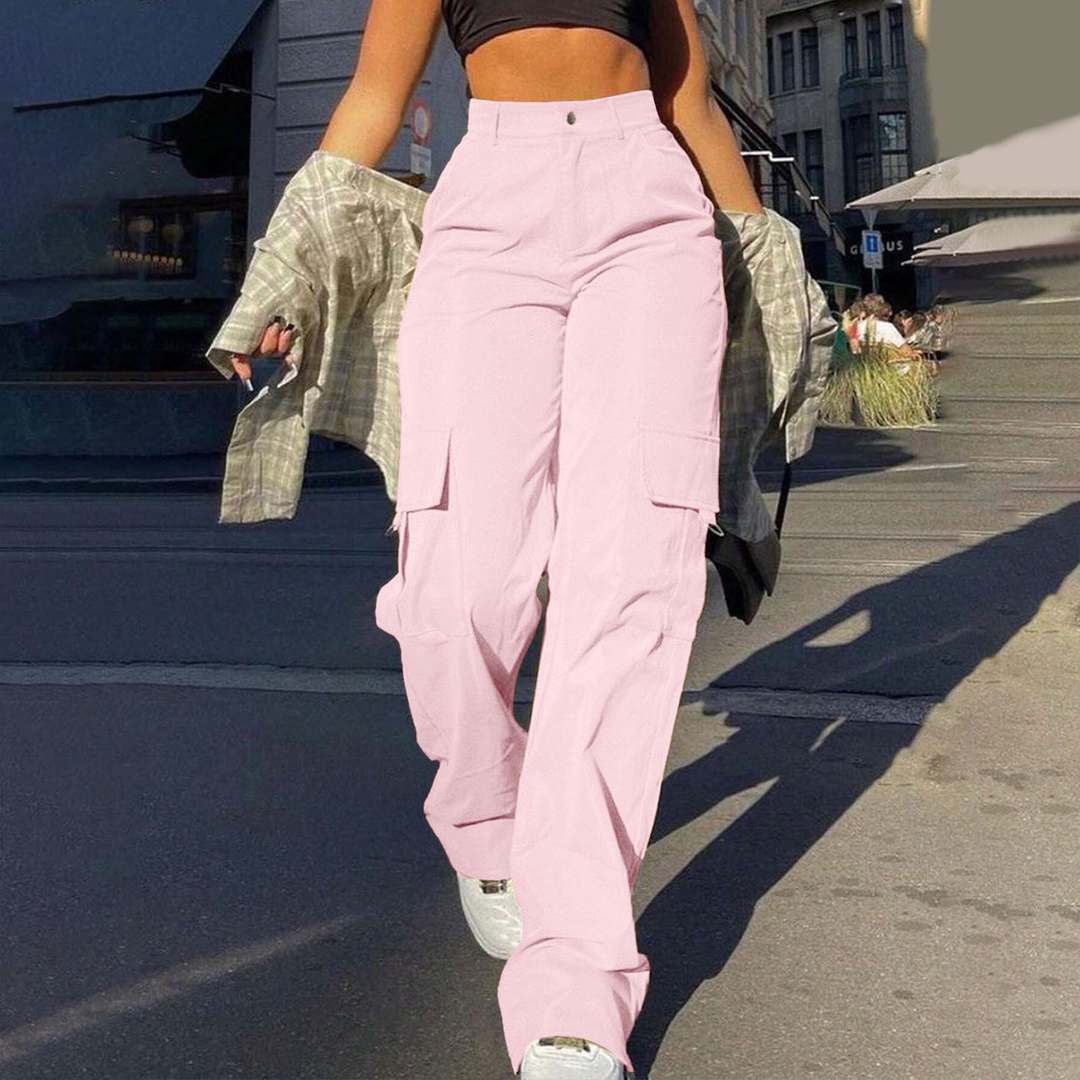 Casual Loose Fit Straight Leg Cargo Trousers