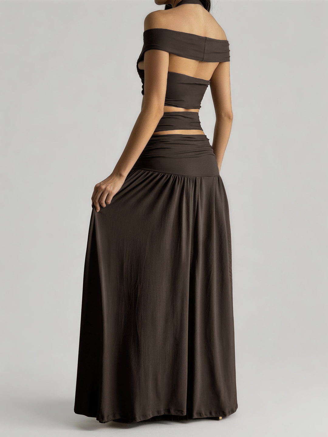 Cutout Halter Two-Piece Maxi Dress