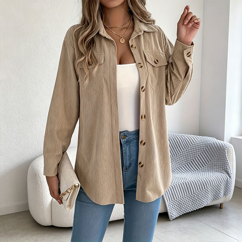 Long-sleeve corduroy jacket