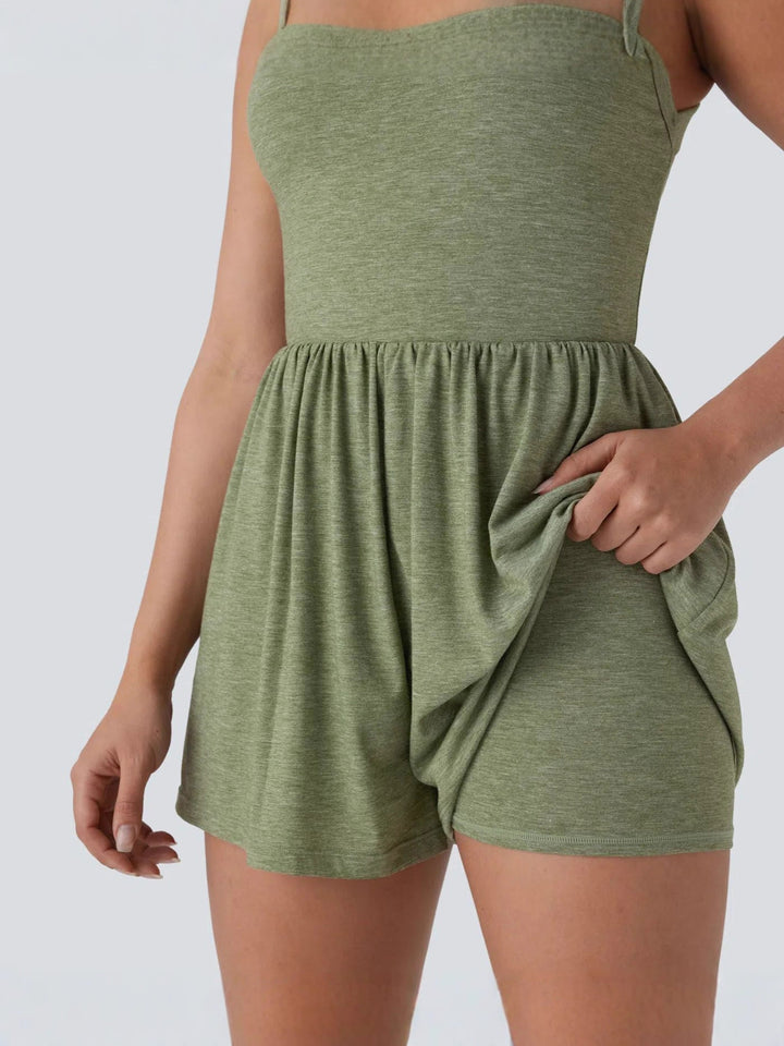 Active Romper, Easy On/Off Sleeveless One-Piece with Built-In Shorts