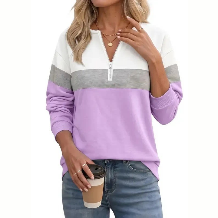 Casual Half Zip Block Sweatshirt