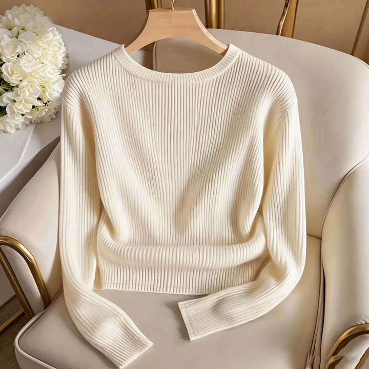 Crew Neck Long Sleeve Button Knit Sweater