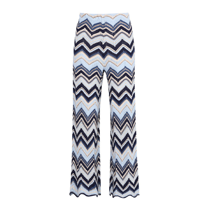 Casual wavy knit sleeveless vest and pants