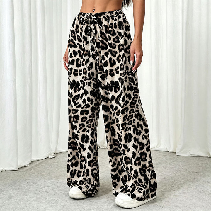 Leopard print wide-leg pants