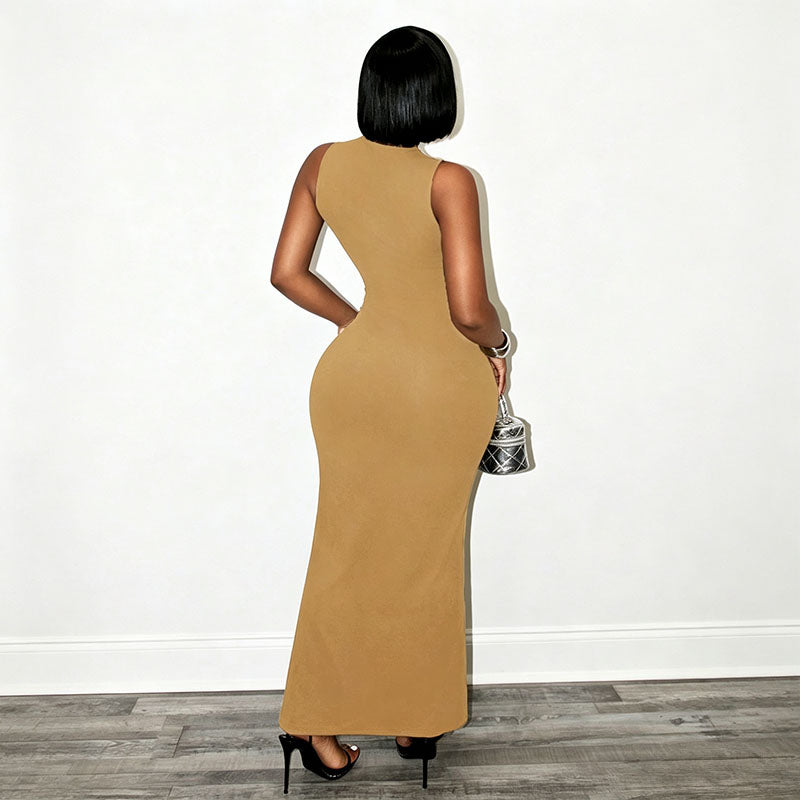 Sleeveless Crisscross Lace-Up Slit Dress