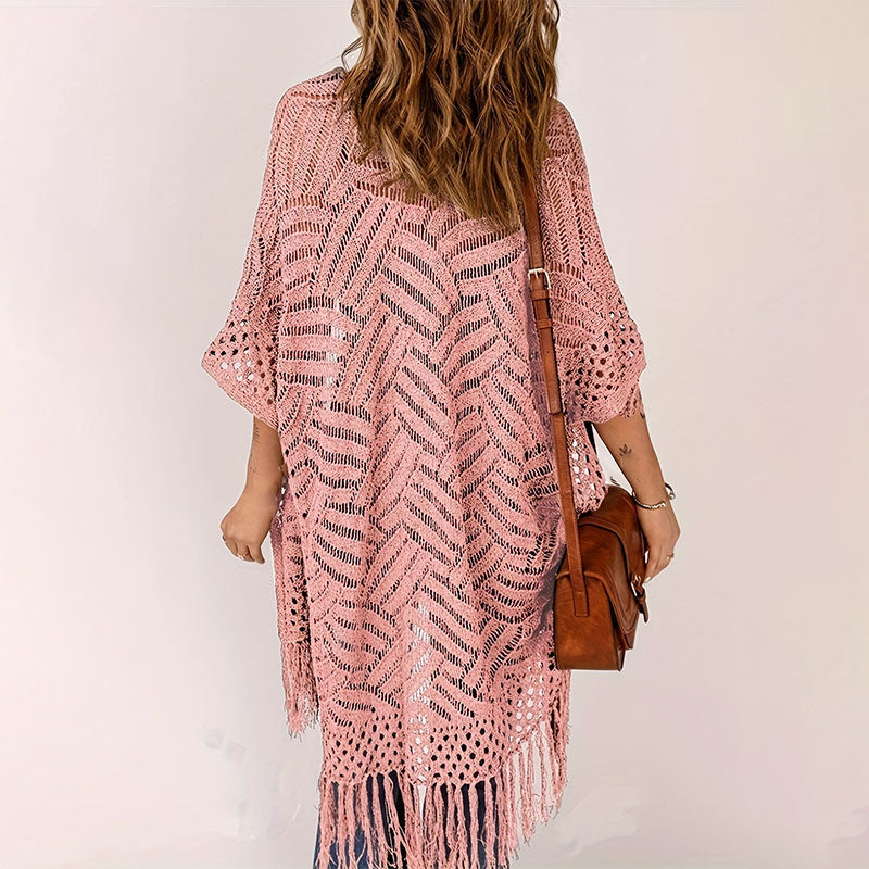 Fringe Knit Beach Cover Up