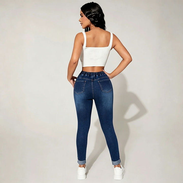 High-waisted cropped skinny jeans