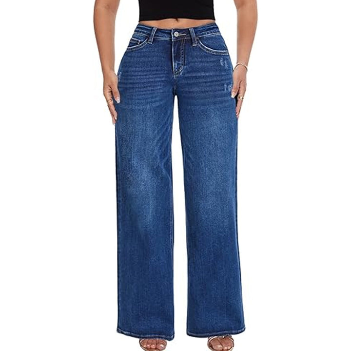 High-waisted slim-fit wide-leg pants