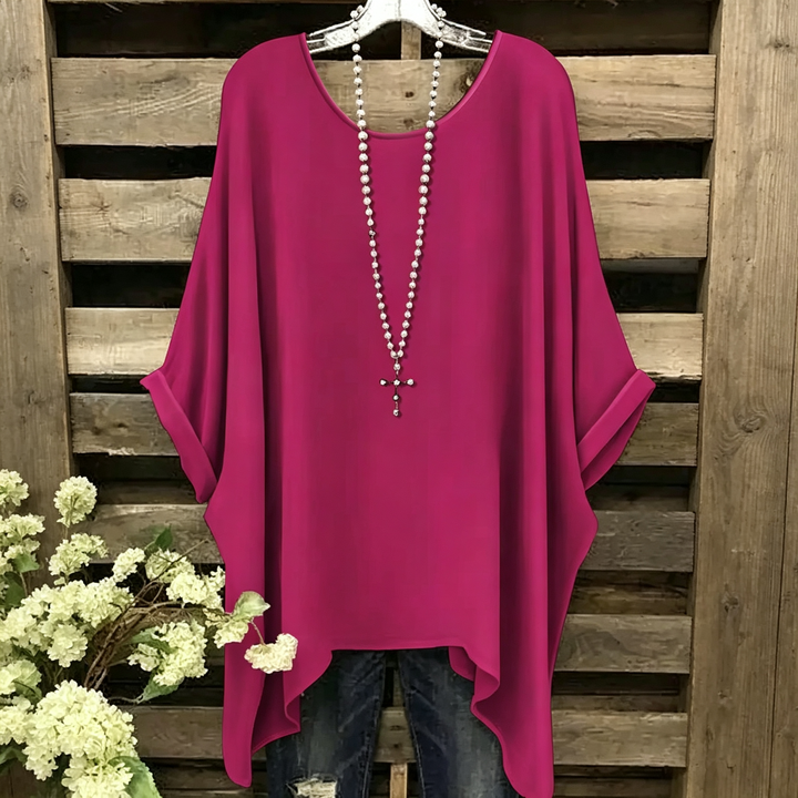 Plus Size Batwing Sleeve Round Neck Top