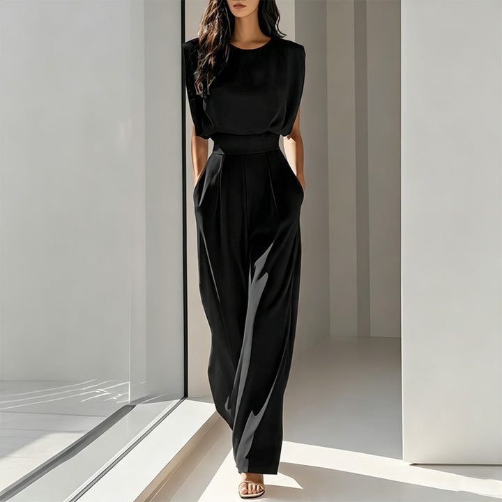 Sleek solid color slim waist jumpsuit