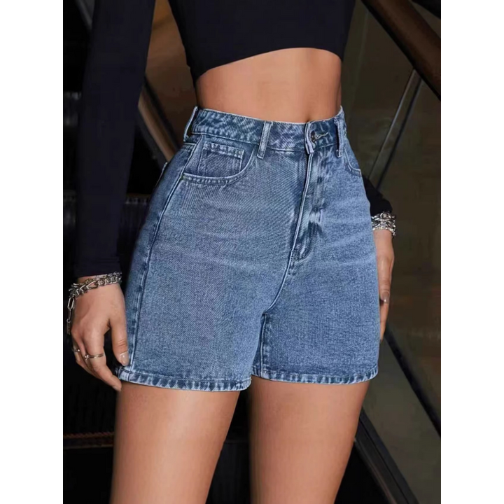 High-Waist Denim Shorts
