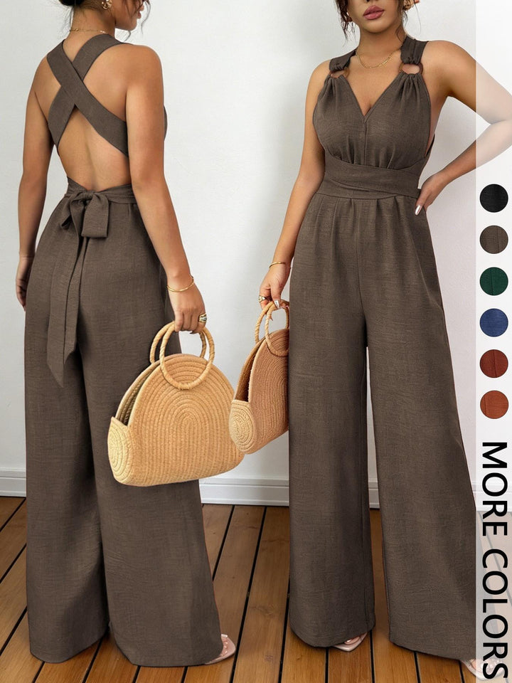 Rust Crisscross Back Wide-Leg Jumpsuit