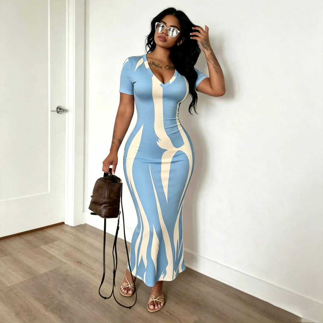 Fitted bodycon printed dress