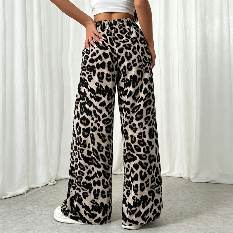 Leopard print wide-leg pants