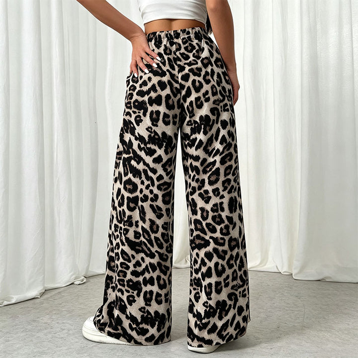 Leopard print wide-leg pants