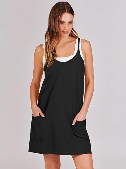 2-in-1 Tank Top &amp;amp; Shorts Loungewear Set, Flowy Camisole with Pockets