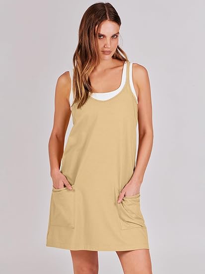 2-in-1 Tank Top &amp;amp; Shorts Loungewear Set, Flowy Camisole with Pockets
