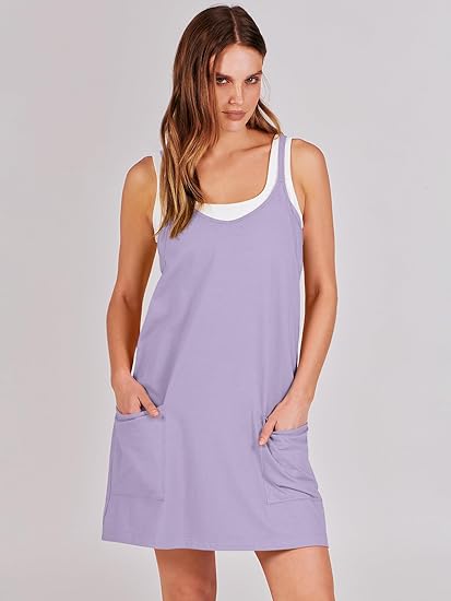 2-in-1 Tank Top &amp;amp; Shorts Loungewear Set, Flowy Camisole with Pockets
