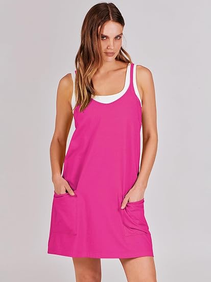 2-in-1 Tank Top &amp;amp; Shorts Loungewear Set, Flowy Camisole with Pockets