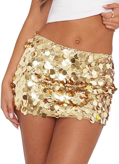 Sequin High Waist Bodycon Mini Skirt | Glitter Night Out Skirt