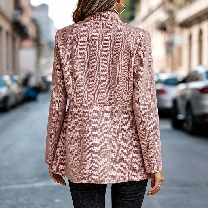 Herringbone Pattern Open Blazer for Women