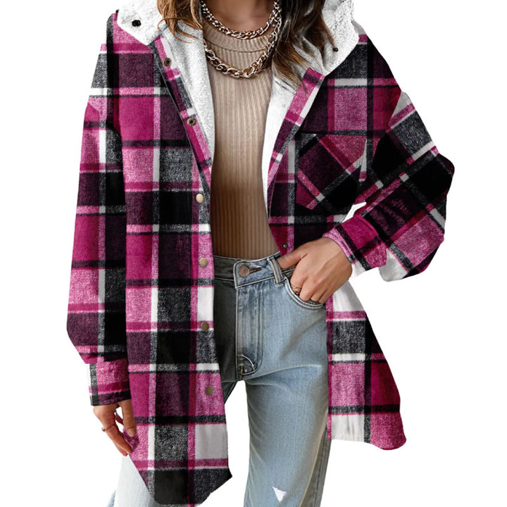 Fleece-lined plaid warm jacket