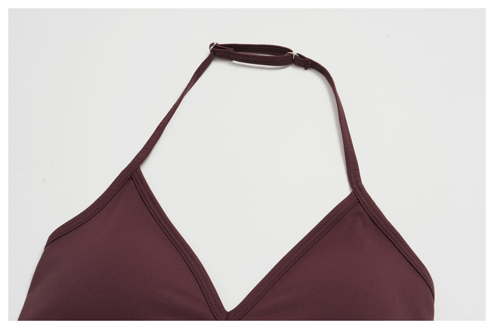 Halter V-Neck Crop Top High-Waist Culotte Pants Two-Piece Set