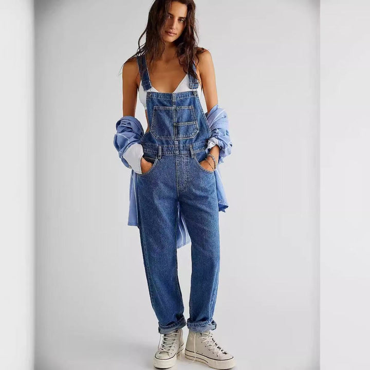 Loose-Fit Denim Overalls