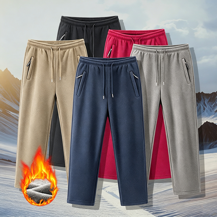 Men Fleece Warm Drawstring Casual Pants