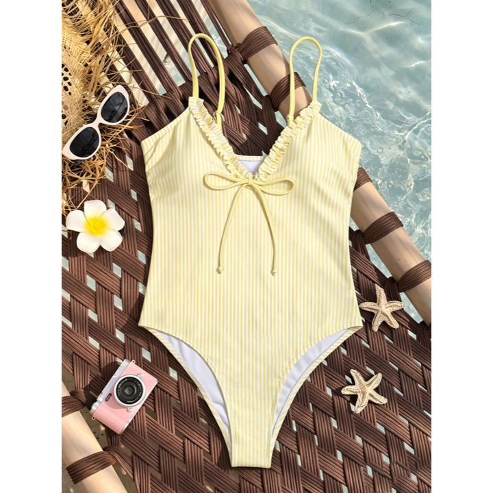 Ruffled Plunge One-Piece Swimsuit