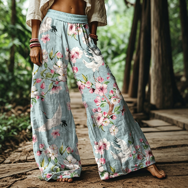 Ethnic Floral Print Palazzo Trousers