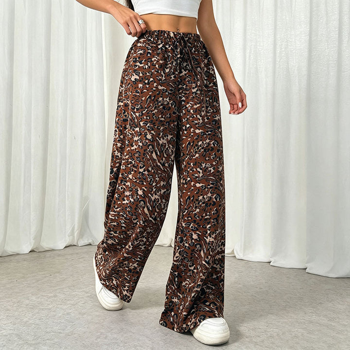 Leopard print wide-leg pants