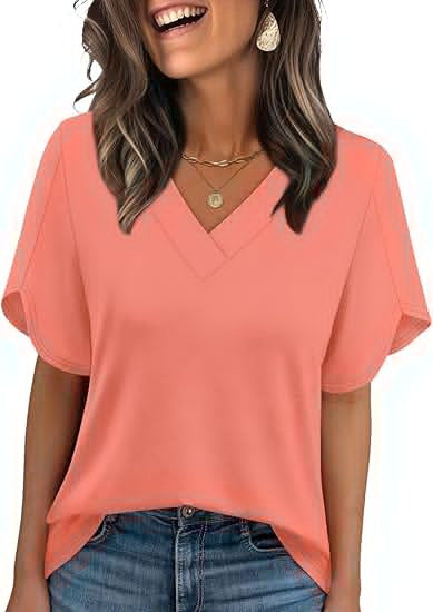 V-Neck Dolman Sleeve Casual T-Shirt, Loose Fit Solid Color Blouse