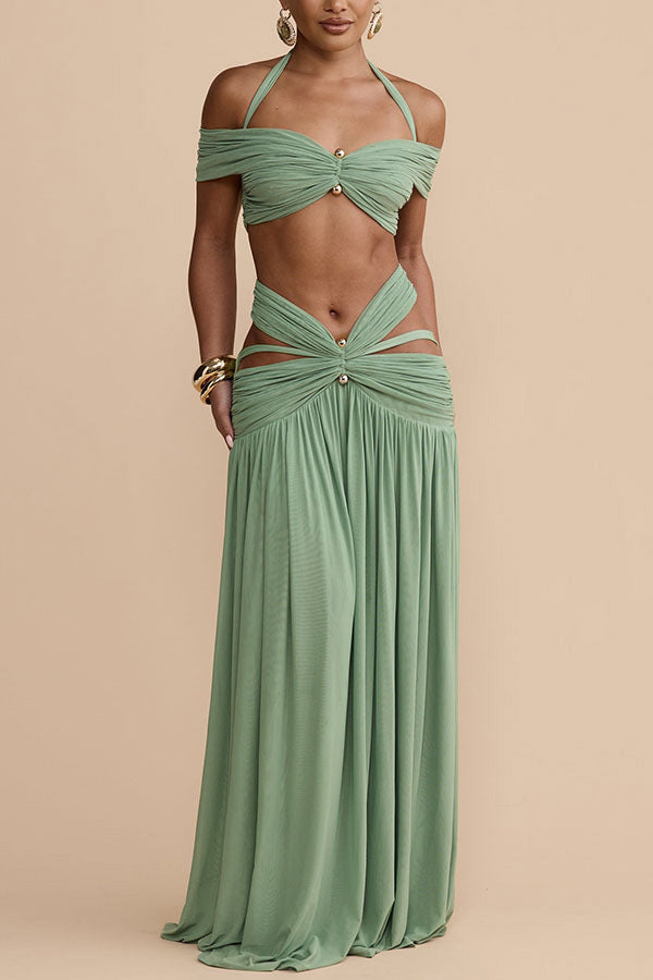 Cutout Halter Two-Piece Maxi Dress
