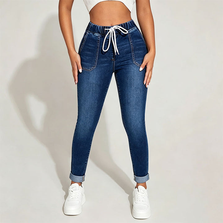 High-waisted cropped skinny jeans