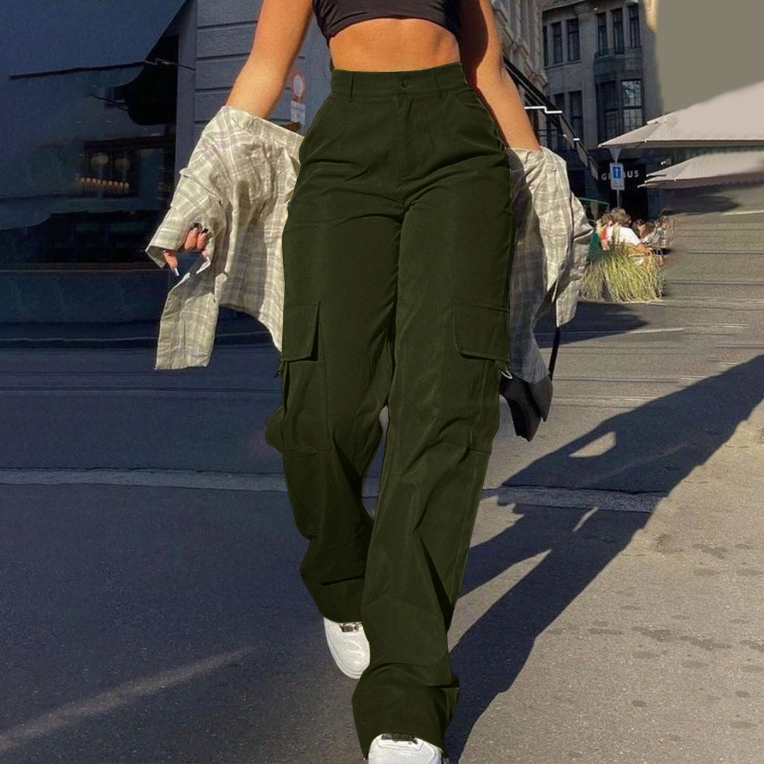 Casual Loose Fit Straight Leg Cargo Trousers