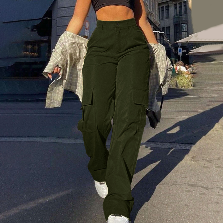 Casual Loose Fit Straight Leg Cargo Trousers