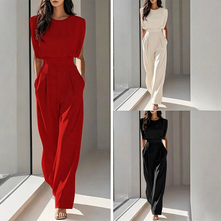 Sleek solid color slim waist jumpsuit