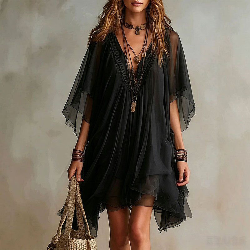 V-neck two-piece beach dress