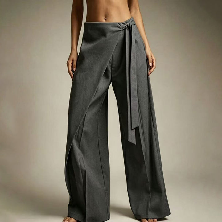 Criss-Cross Wrap Waist Wide Leg Pants