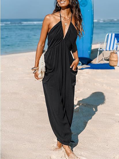 Black Halter Neck Wide-Leg Jumpsuit