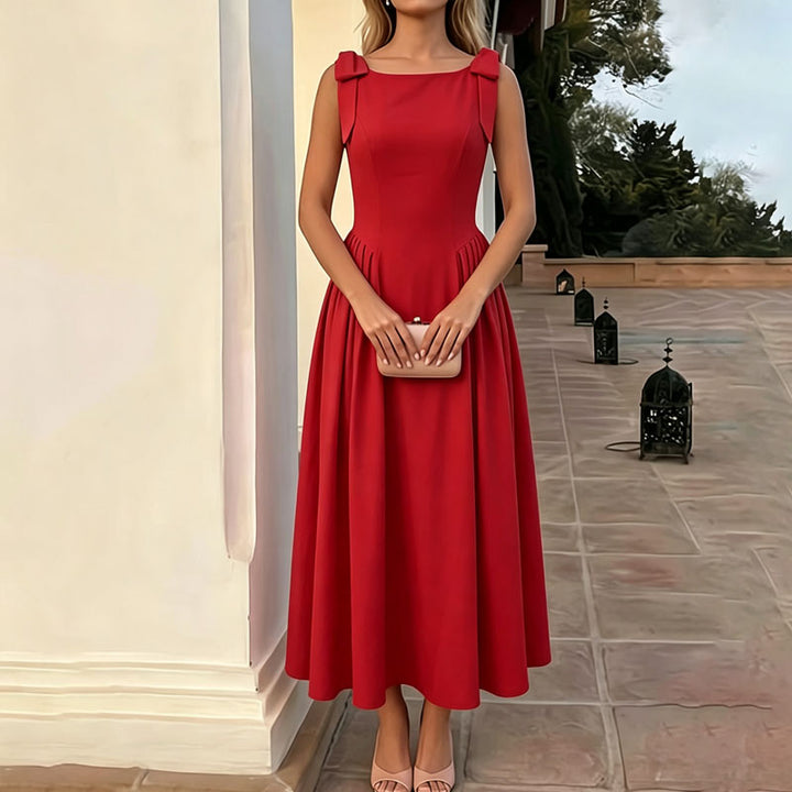 Maxi dress with bow-tie straps