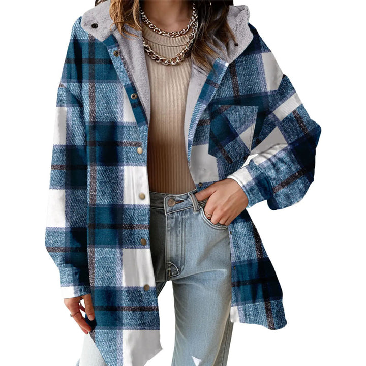 Fleece-lined plaid warm jacket