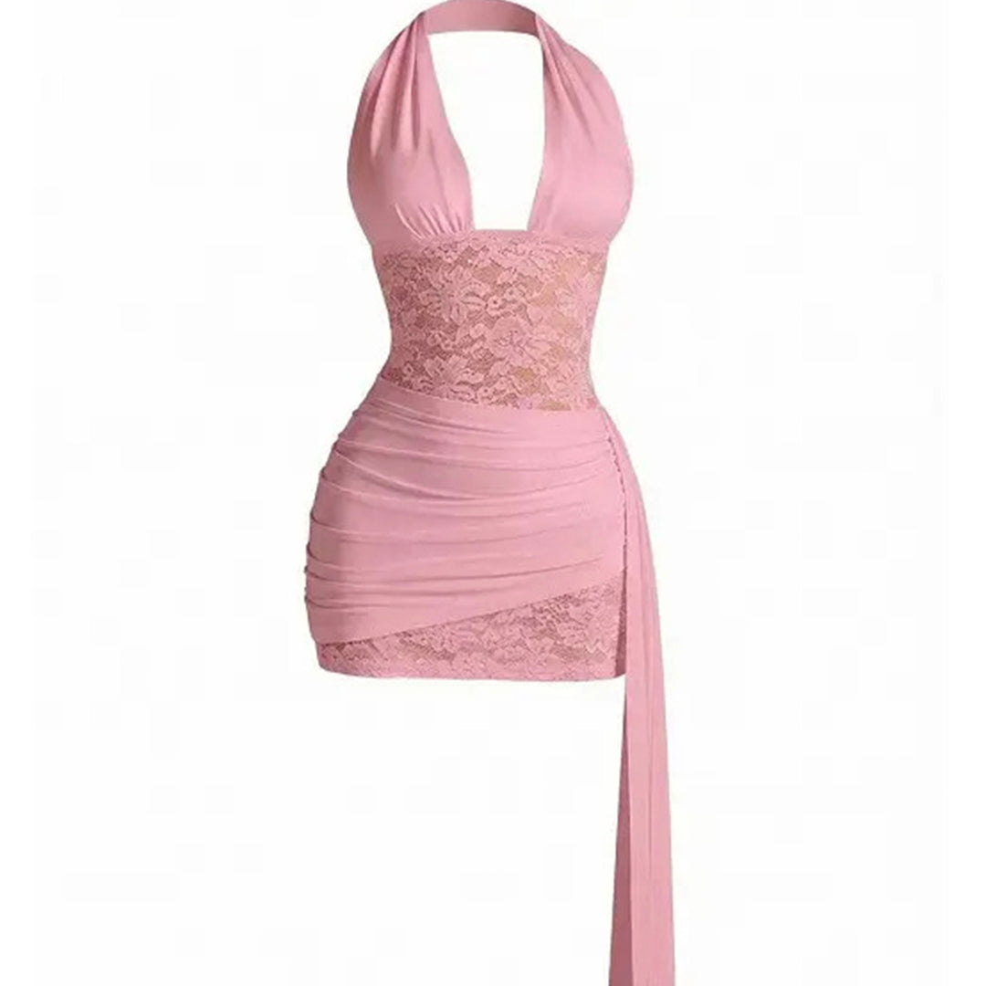 Lace Halter Mini Dress