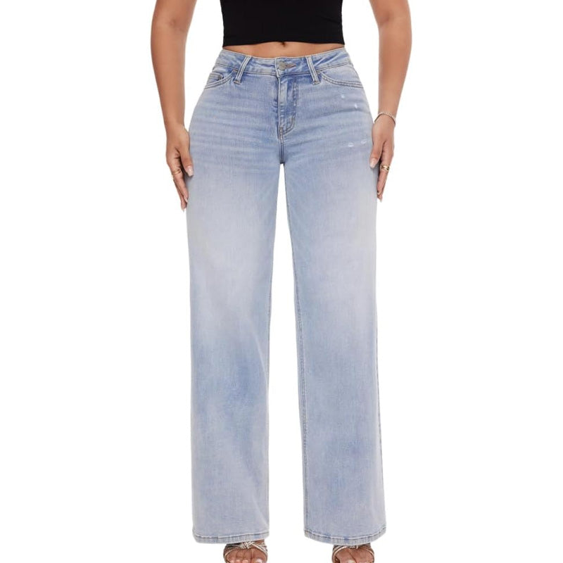 High-waisted slim-fit wide-leg pants
